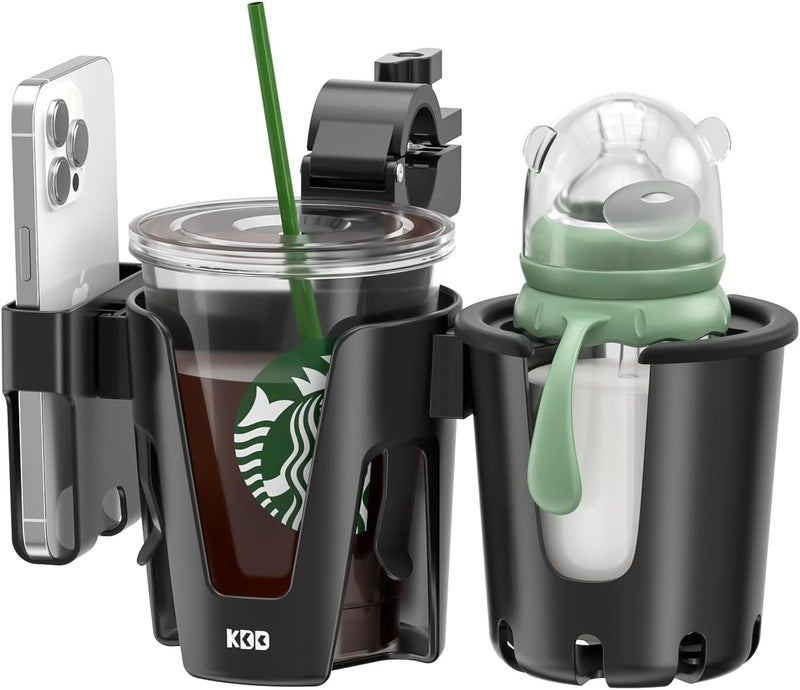 KDD Stroller Cup Holder with Phone Holder, 3-in-1 Removable Bottle Holder - Image 1
